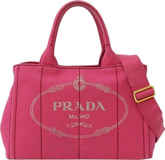 Prada Pink Canvas Handbag Shoulder Bag Tote Bag (Pre-Owned)