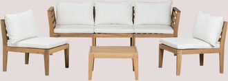 Sklum Sklum - Conjunto De Jard&iacute;n Con Sof&aacute; Modular De 5 Piezas Con Reposabrazos Y Mesa De Centro En Madera De Acacia Filips