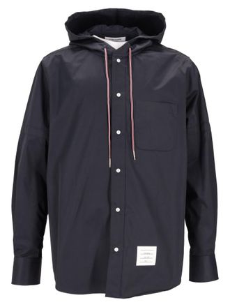 Thom Browne Blue Solid Hood Jacket