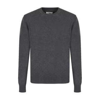 Maison Margiela Cashmere Knitwear, male, Gray, Size: 2XL Grey Cashmere Jumper with Signature Logo