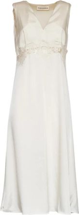 P.A.R.O.S.H. Abito lungo smanicato Scollatura a V - Dames - Casual kleedjes - Wit - M - Kleedjes