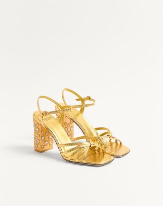 Valentino Garavani Sandalo Preshoes In Ayers Laminato Con Cristalli 90Mm Donna ANTIQUE GOLD/CRYSTAL 37.5