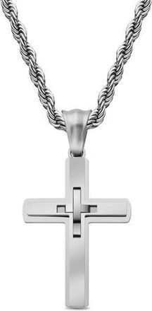 Edforce Mens Cross Pendant Necklace in Silver at Nordstrom Rack