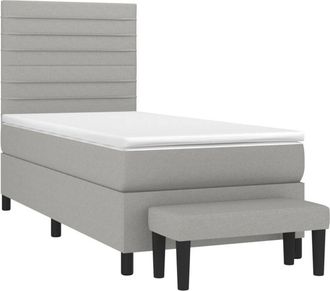 vidaXL Vidaxl - Cama Box Spring Con Colch&oacute;n Tela Gris Claro 90x190 Cm