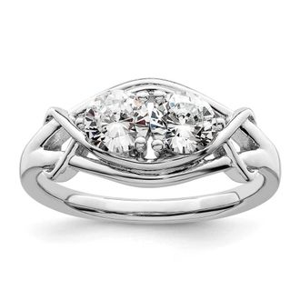 Diamond2Deal Sterling Silver Rhodium-plated Cubic Zirconia Ring