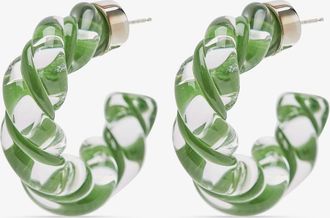 Bottega Veneta Green Twist Glass Hoop Earrings - Womens - Plastic/Sterling Silver