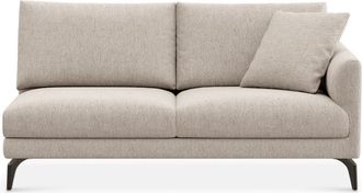 Castlery Lena Right Arm 2 Seater Sofa Customized, Performance Classic Twill Light Grey Matte Black Legs Spill Resistant Removable Covers for Castlery Sofas