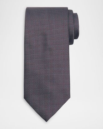 Brioni Men & apos;s Micro-Geometric Square Jacquard Silk Tie