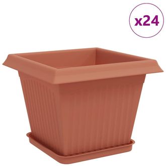 vidaXL Macetas 24 Pcs Rojo Ladrillo 28,5 X 28,5 X 22 Cm Pl&aacute;stico Vidaxl