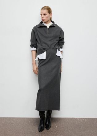 Mango Gonna a matita spacco grigio scuro vigor&eacute; - Donna - XS - MANGO