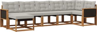 vidaXL Conjunto De Sof&aacute;s De Exterior 7 Uds. Natural Y Gris Claro Vidaxl