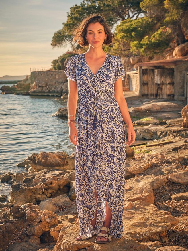FatFace Erin Blue Beachwear Wrap Dress