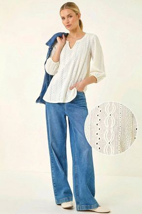 Roman Broderie Detail Tunic Top