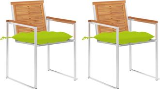 vidaXL Sillas De Jard&iacute;n Con Cojines 2 Uds Madera Maciza Acacia Y Acero Vidaxl