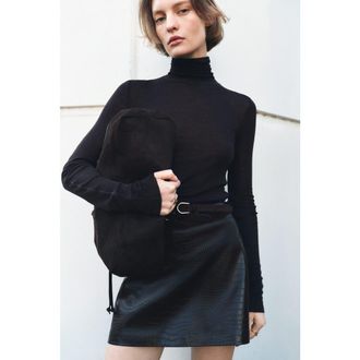 H&M Coated mini skirt in Dark Brown at Nordstrom, Size 10