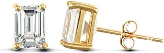 Jewelco London 9ct Gold CZ 4 Claw Solitaire Stud Earrings, 7x5mm - JES129