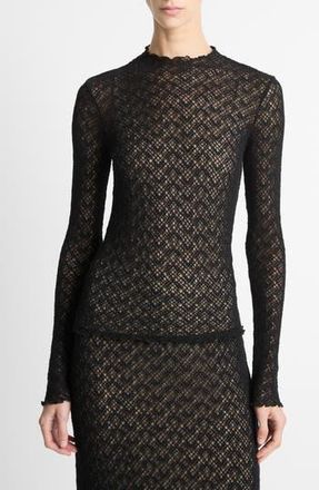 Vince Lace Mock Neck Top in Black at Nordstrom Rack, Size X-Small