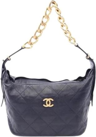 Chanel Pre-owned Vintage Shoulder Bag - Dames - Vintage Schoudertas - Blauw - ONE Size - Leer - Vintage