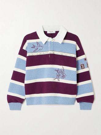 Sea New York Polo Da Rugby In Misto Cotone E Cashmere A Righe Con Ricami Hester - Multicolore