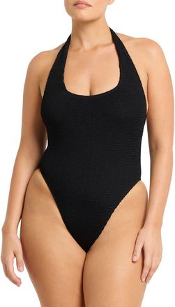 Bond-Eye Ava Halter One-Piece Swimsuit in Black Recycled at Nordstrom