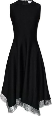 Alexander McQueen Lace Trim A-Line Jurk - Dames - Casual kleedjes - Zwart - S - Wol - Kleedjes