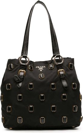 Prada 2000-2013 Tessuto Pietre Jeweled shopper - Zwart