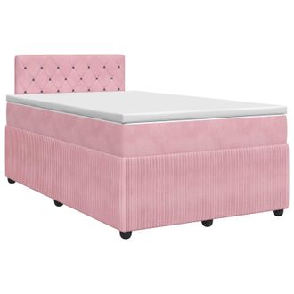 vidaXL Cama Box Spring Con Colch&oacute;n Rosa 120 X 190 Cm Terciopelo Vidaxl