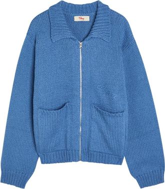 Cherry Los Angeles 5 Star Logo-intarsia Cotton Cardigan - Blue - M