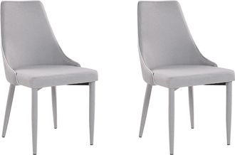 Beliani Beliani - Conjunto De 2 Sillas De Comedor Tapizadas Gris Estilo Ecl&eacute;ctico Moderno Camino