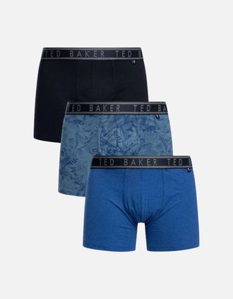 Ted Baker Mens 3-Pack Floral Print Boxer Briefs, Mazarine Blue - Size: 33/32/32