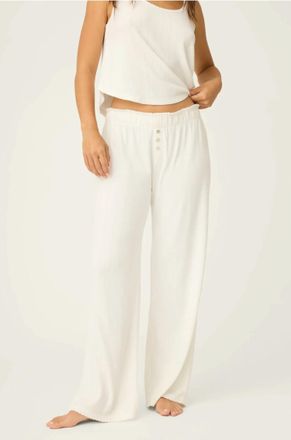 PJ Salvage Pointelle Essentials Open Leg Pants In Ivory