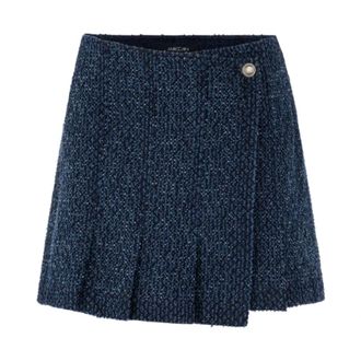 Marc Cain Shorts met wikkelrok-look - Dames - Korte broeken - Blauw - Maat: L Katoen