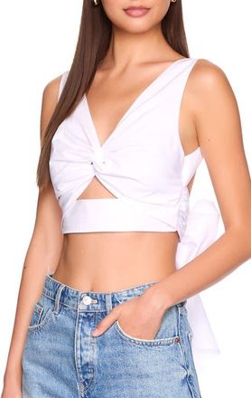 Susana Monaco Twist Front Back Tie Cotton Poplin Top in Sugar at Nordstrom, Size X-Small