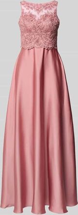 Laona Abendkleid mit floralem Spitzenbesatz in Rose, Gr&ouml;&szlig;e 32