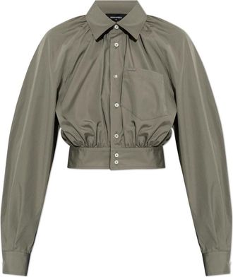 Dsquared2 Kort overhemd met zak - Dames - Overhemden - Groen - 2XS - Katoen - Overhemden