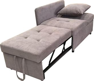 STILVORA Sof&aacute; Cama Convertible 3 En 1 Con Respaldo Ajustable 5 Posiciones Y Coj&iacute;n Ahorra Espacio En Tela Gris