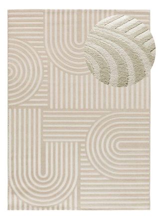 Atticgo Alfombra con relieve geom&eacute;trica blanco/crema 133x190 cm