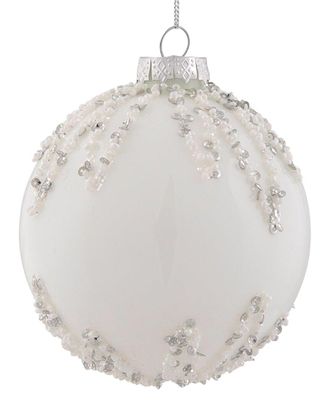 Northern Lights Dnu Unprofitable Northlight 4In White And Silver Sequins Christmas Glass Ball Ornament