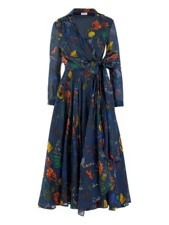 Rosie Assoulin Sash Yay! long-sleeved midi dress - women - Fabric - 16 - Blue