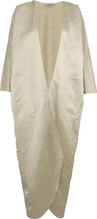 Cortana Lange Jas in Kimono-Stijl - Dames - Kimonos - Beige - L - Linnen - Overhemden
