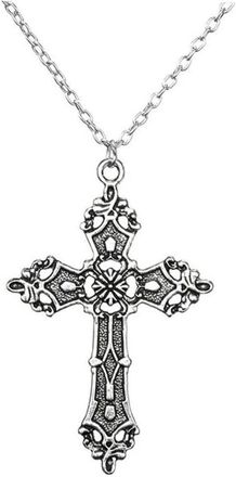 Generic Vintage Cross Pendant Necklace Punk Goth Choker Long Chain Necklace Jewelry Gift for Women Men Attractive Multicoloured