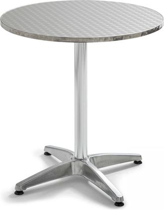 Oviala Mesa redonda inclinable de acero inoxidable gris