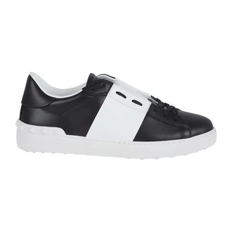 Valentino Garavani Sneakers, male, Black, Size: 10 US Calfskin Open Sneaker