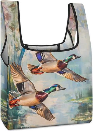 Generic Wood Ducks Shopping Bag Reusable Grocery Tote Bag Foldable Handbag for Travel Picnic