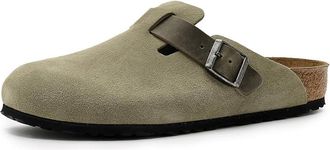 Birkenstock Boston - Suede/Oiled Leather Mens Sandals Faded Khaki : EU 46 (US Mens 13-13.5) Regular