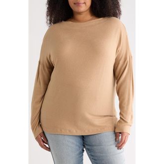 Renee C Brushed Knit Long Sleeve Top in Khaki at Nordstrom Rack, Size 3X
