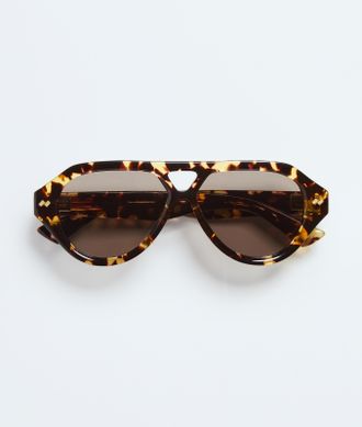 Bottega Veneta Dizzy Aviator Sunglasses - Brown - Unisex - U