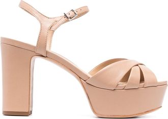Schutz 110mm crossover-straps leather sandals - women - Calf Leather/Calf Leather/Calf Leather/Polyurethane - 34 - Neutrals