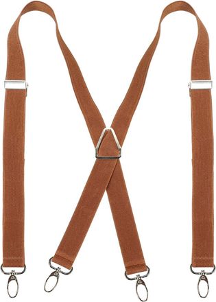 Alizeal Solid Skinny Suspenders X Shape for Men with 4 Hooks, Coffee