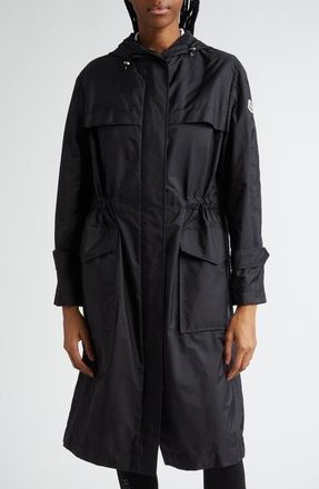 Moncler Hiengu Water Repellent Nylon Raincoat in Black at Nordstrom, Size 2